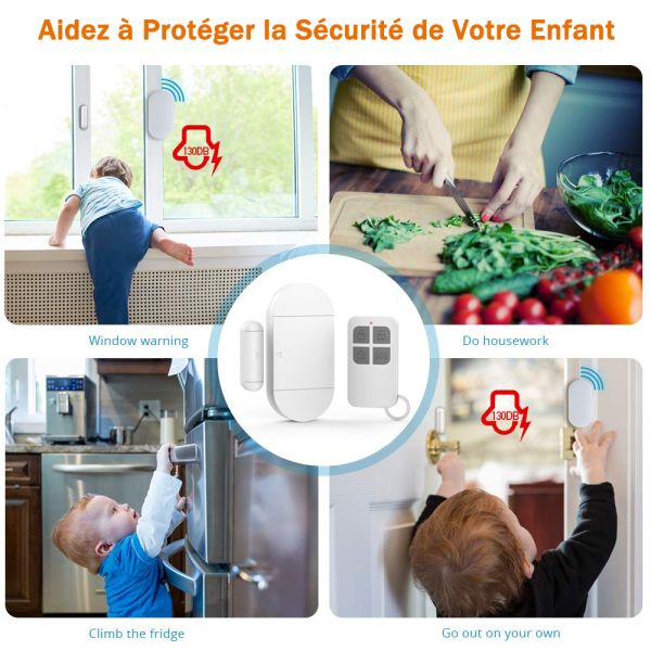 Peroptimist Door Windows Open Magnetic Security Sensor Pool Door Alarm Wireless Remote