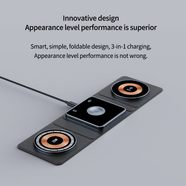 90 X 90 X 6mm Foldable Charging Pad High Efficiency 75% Multifunctional Wireless Charger 50g