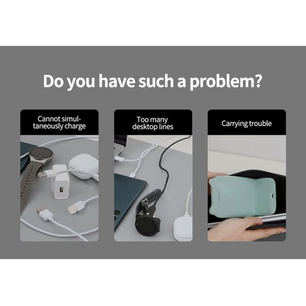 Compact Foldable Wireless Travel Charger with Qi Wireless Charging