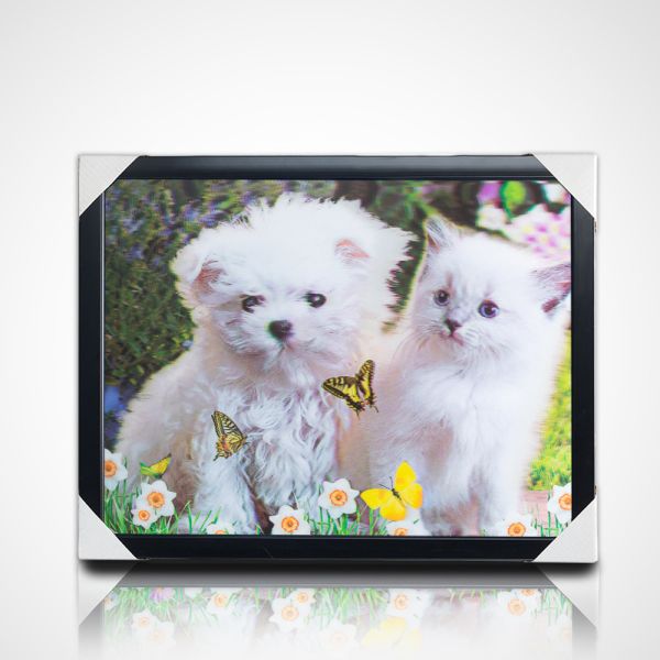 3D lenticular painting poster PET 30*40cm 5D lenticular poster tigers 3D painting with black frame for home decoration