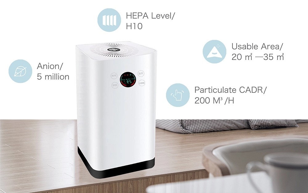 Copper Motor 55W 200M3/H Hepa Filter Air Purifier EMC