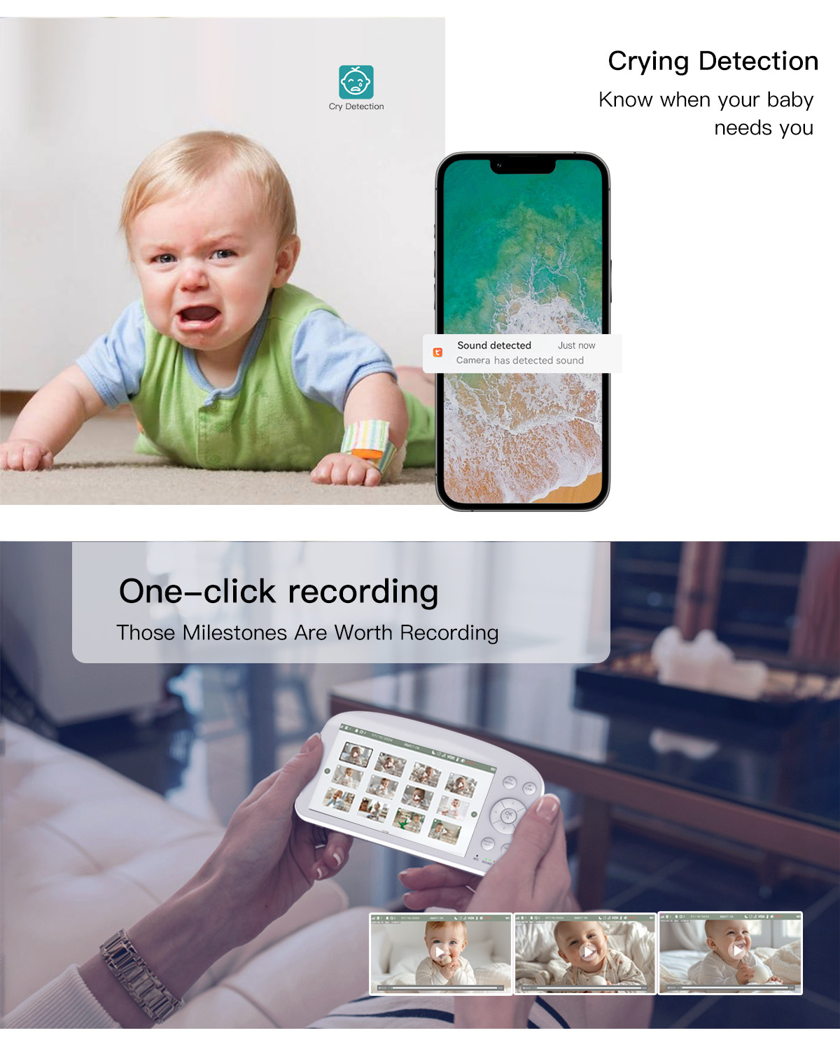 Indoor Video Baby Monitor Smart Human Detection 2.4G Wireless Baby Sleep Monitor Babyfoon 1080P Night Vision