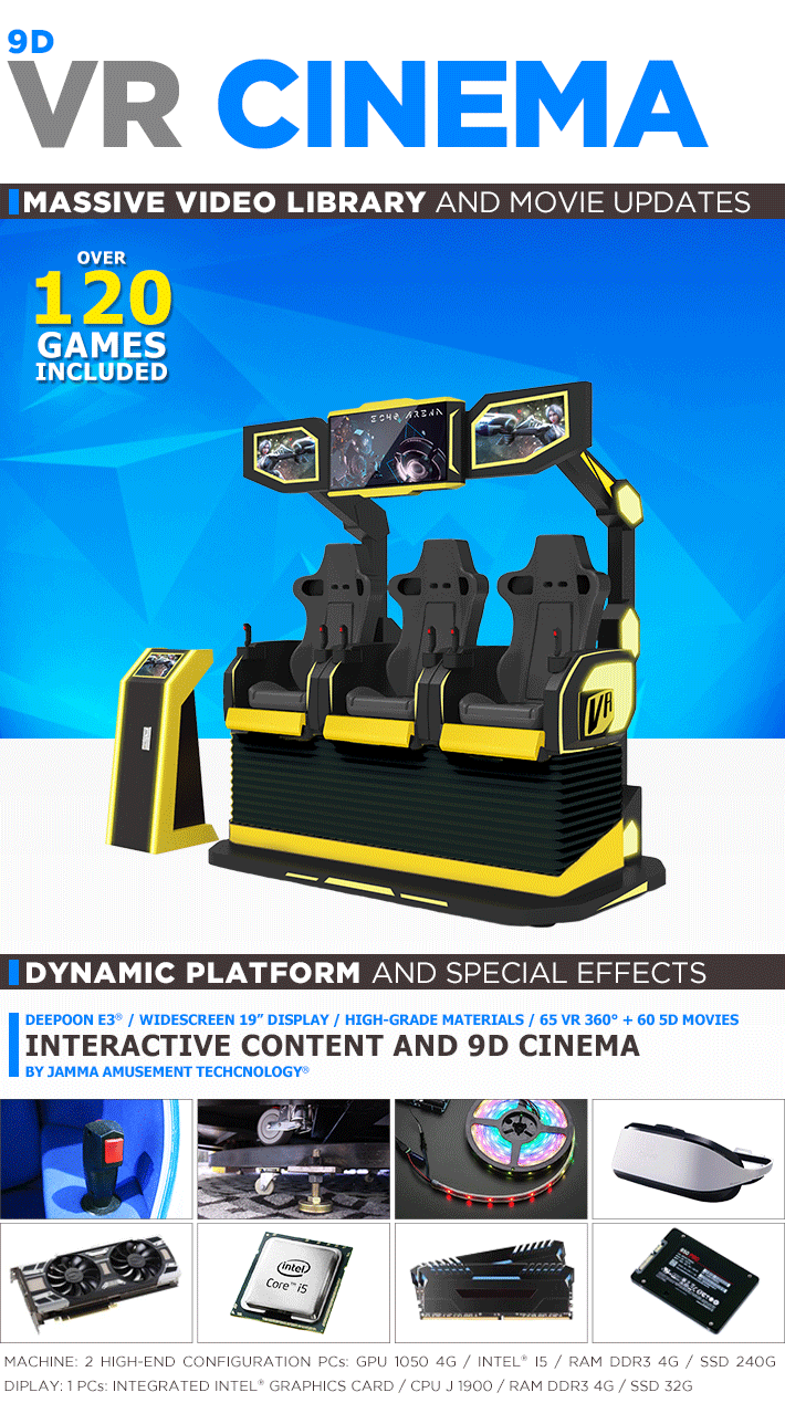 Dynamic Platform Virtual Reality Simulator 9D VR Cinema With Deepoon E3 Headset