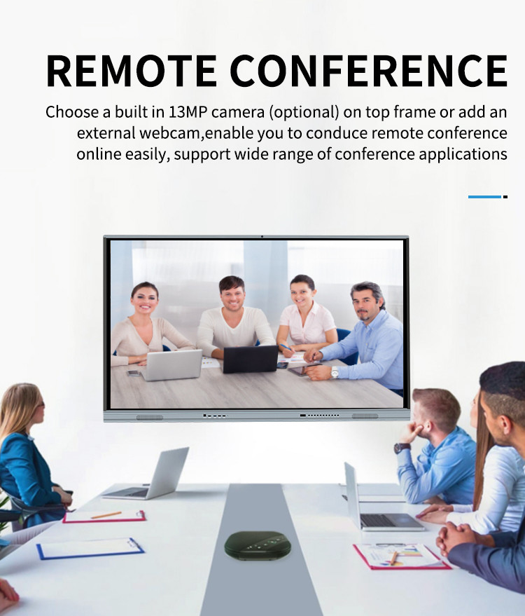 Interactive Touch Screen Monitor 75 Inch Android Computer Wifi Bluetooth Hotspot Remote Control Multi User Internet For Classroom Office Meeting Room
