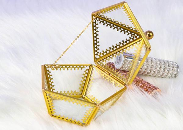 Cheap Five side Clamshell Copper Edge Glass artifact Jewelry cosmetics gift package Storage box Yiwu wholesale for sale