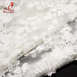 Best White 3d Embroidered Lace Fabric For Wedding Dress With Elastic Nylon Net wholesale
