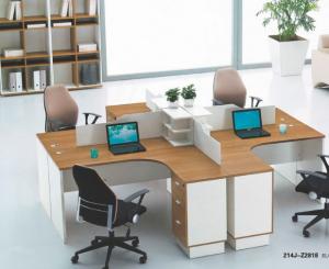 Best modern 4 persons + type office table workstation in warehouse in Foshan wholesale