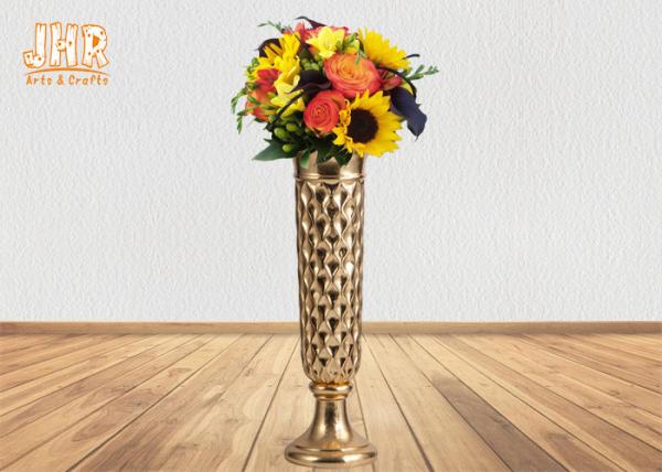 Trumpet Shape Floor Vases Homewares Decorative Items Gold Leafed Fiberglass Table Vases