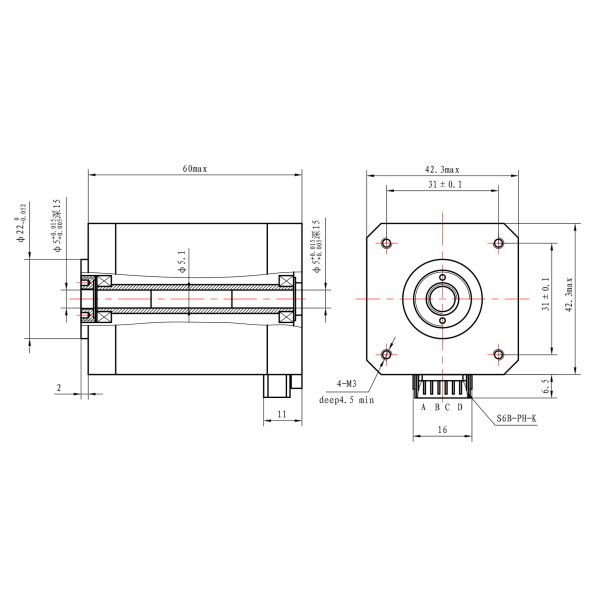 3.0A Non Captive Stepper Motor NEMA 17 For Precision Positioning System