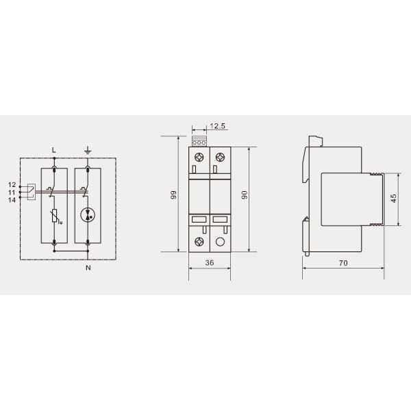 Plastic Single Phase Surge Protection Device IP 20 Type 2 Surge Protector