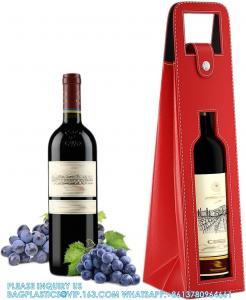 Best Leather Wine Gift Bag 16.1x3.5x3.5 In, Wine Gift Tote Bag, Reusable Clasp Gift Wine Bag, Portable Wine Protector wholesale