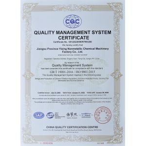 Jiangsu Province Yixing Nonmetallic Chemical Machinery Factory Co.,Ltd Certifications