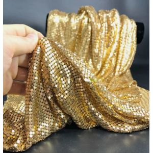 Best Round Shape Shining Car Leather Fabric 200gsm Chainmail Pattern Fabric wholesale