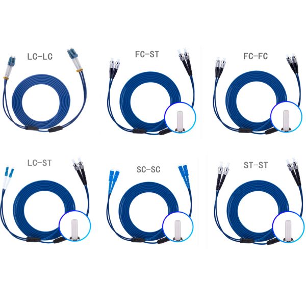 Custom Single Mode Duplex Armored Fiber Optic Patch Cable LC SC FC ST