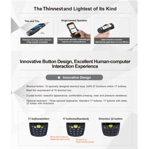 1D 2D QR Code Handheld Data Collector 4G WIFI NFC For Warehouse