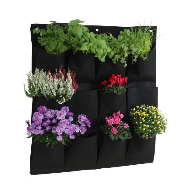 PE Fabric Reusable Hanging Flower Bags , Vertical Garden Planters For Vegetable