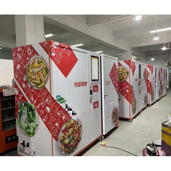 High heating efficiency automatic food vending machine with microwave