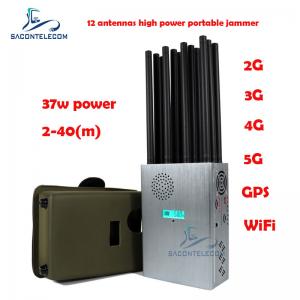 Best High Power 37w Mobile Phone Signal Jammer 12 Antennas 2G 3G 4G 5G Portable Jammer wholesale