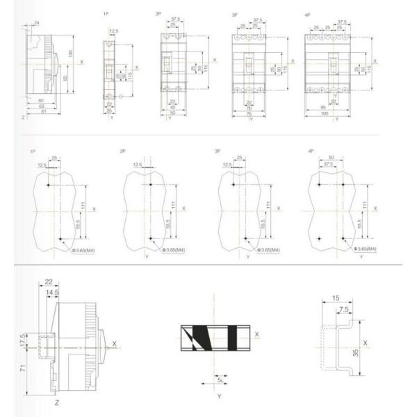 EZC-250N 250A 3 phase circuit Moulded case circuit breakers MCCB electrical mccb