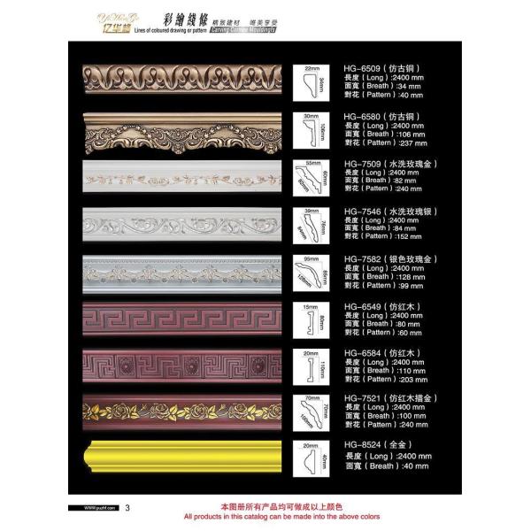 Polyurethane Foam Wainscoting Interior Wall Moulding Decorative Chair Rail