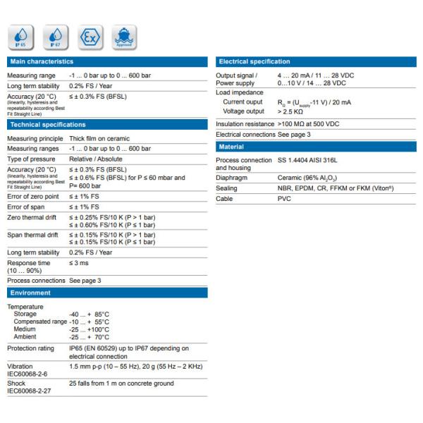 BAUMER Pressure Sensor/Pressure Transmitter Y91-2.5.9.B16.A For Solar Cell Stringer