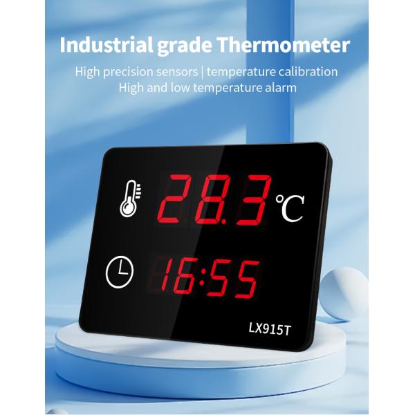 LX915T-A QMZMRCLT High Accuracy Water Thermometer Digital - Dual External Probes Big Screen for Swimming Pool Sauna Room Indoor