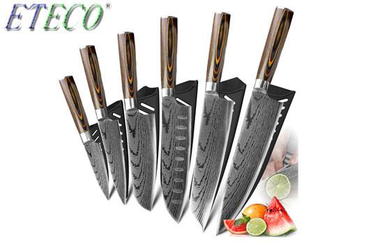 Cheap Kitchen knife Chef Knives Japanese 7CR17 440C High Carbon Stainless Steel Imitation Damascus Sanding Laser Knife for sale