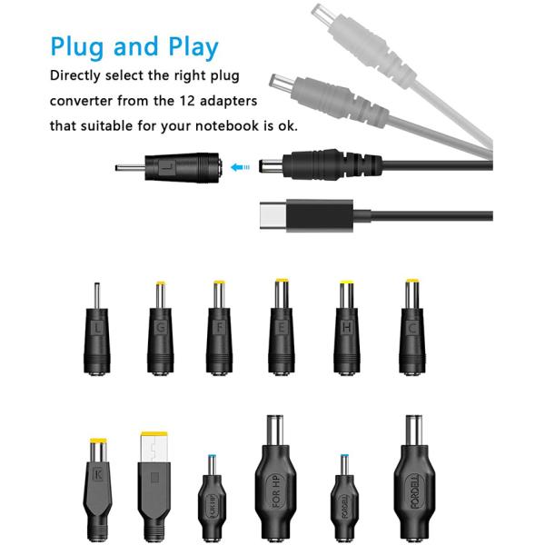 USB-C to DC Step Up Cable for Laptop Router Charger 12V 20V