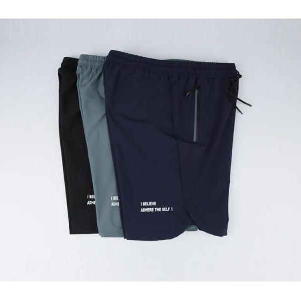 Men's spring and summer sports casual trend all-in-one solid color simple personality print breathable training shorts