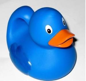 China Educational Bath Toys Baby Blue Rubber Ducks Floating 8.3cm Length 40 Gram on sale