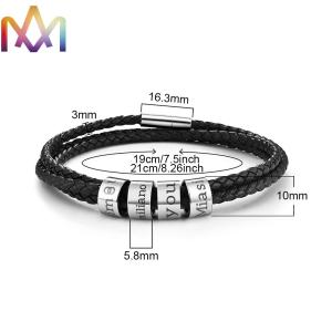 Best fadeless 19cm 21cm Mens Leather Beaded Bracelets wholesale