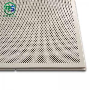 Best Acoustic Fireproof 595 X 595mm Perforated Metal Ceiling Tiles With White Color wholesale