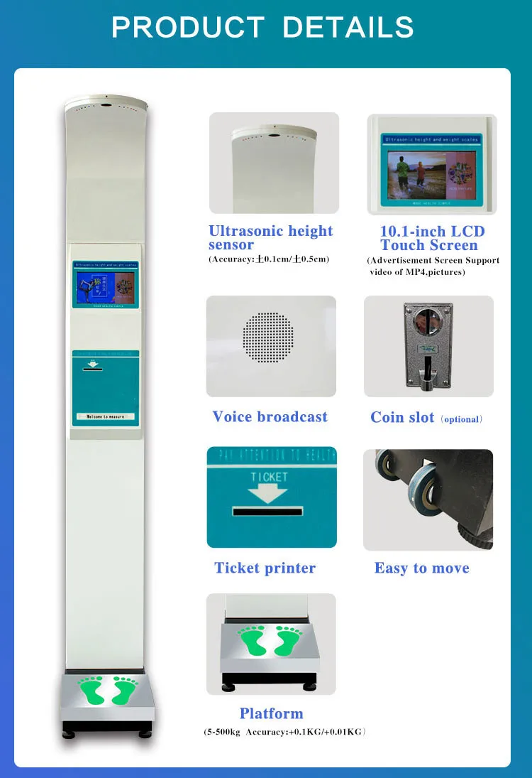 Coin Operated Body Mass Index Scales Electronic Smart BMI Weight and Height Body Analysis Checking Scale
