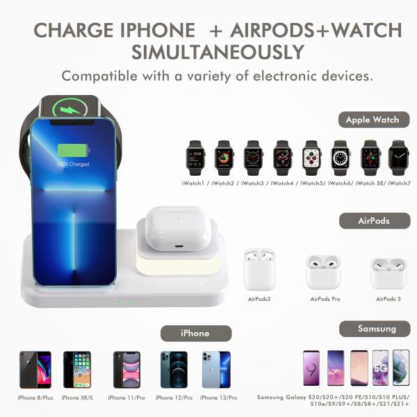 Portable 15W 3 In 1 Fast Wireless Charger Foldable For Samsung Iphone