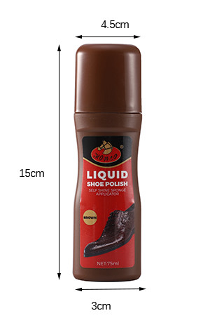 Premium Black Liquid Shoe Polish 75 Ml / 2.46 Fl. Oz. Instant Instant Leather Wax With Sponge Applicator Included