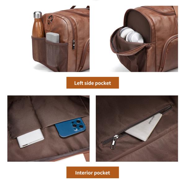 MingLu Custom Logo Large Leather Weekend Bag Mens Rainproof Durable