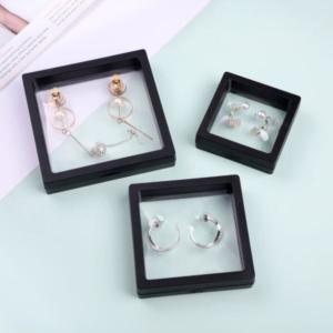 Best Square PE Film Jewelry Box Art paper Dustproof Black Jewelry Box With Drawers wholesale
