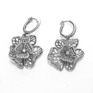 Best A Pearl In The Palm Ⅲ 925 Silver CZ Tassel Earrings Mesh Flower wholesale
