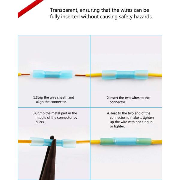 AWG 16 - 14 HDPE insulated wire connector , Heat Shrink Butt Connector Terminal Kit