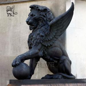 China Bronze Winged Lion Statue Brass Big Animal Sculpture Metal Antique Large Size Outdoor Garden Park Decorative on sale