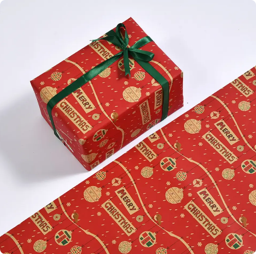Christmas Wrapping Paper Rolls PE Coated Waterproof With Classic Xmas Patterns For Gift Wrapping DIY Crafts