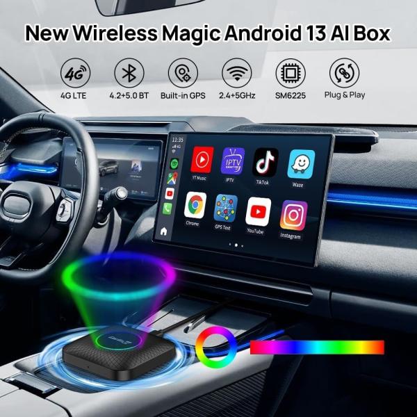 MultiMedia CPC200-Tbox Ambient USB Ai Box Wireless Adaper Carplay Android 13.0 SDM660 Compatible 2016-2022