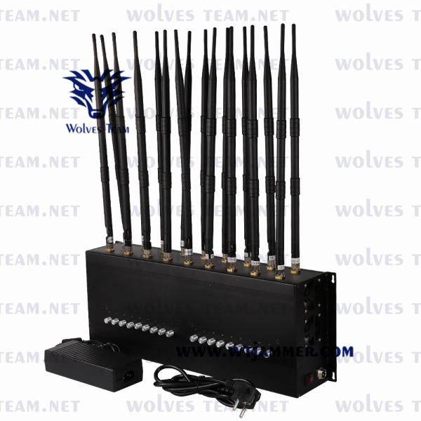 Cheap Indoor 18 antenna desktop GSM 3G 4G 5G Mobile Phone Jammer Lojack Remote Control  RF Signal Jammer 100 meters for sale