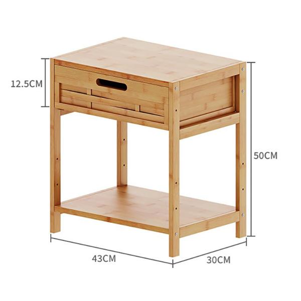 Farmhouse Night Stand Storage Shelf Rustic Couch End Table BAMBOO Nightstand With Drawer Bed Side Tables For Living Room