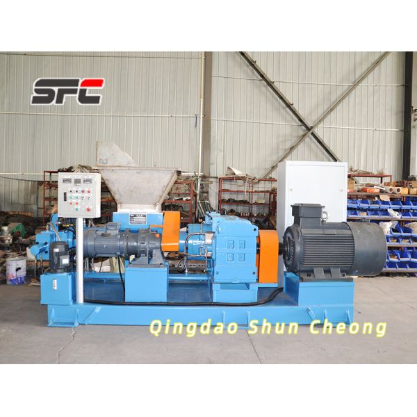 Rubber Extrusion Line with Heat-feed Single Screw Extruder, Variable Rotation Speed, and Multi-functional Head Piece for Hose Making
