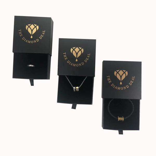 Rigid Boxes End Black Gold Style Necklace Gift Box for Customer's Specific Requirement