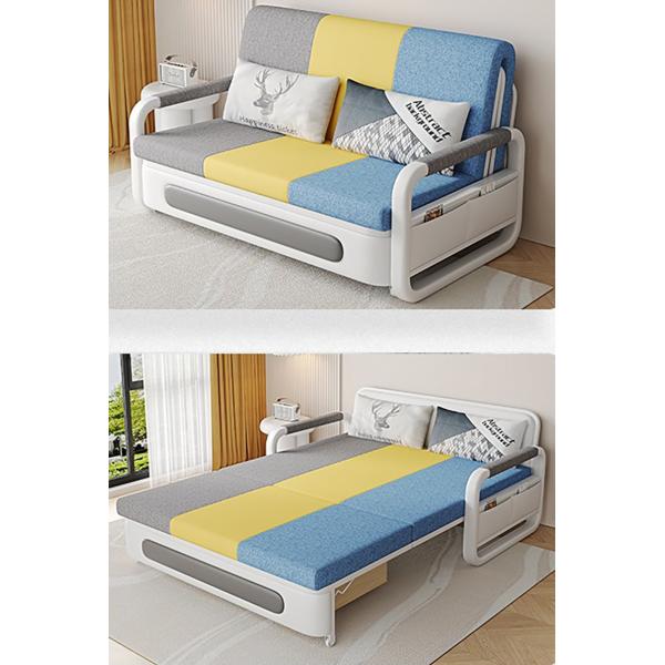 Simple Couch Storage Space Heavy Duty Apartment Folding Sofa Bed with Armrest and Foldable Wooden Frame