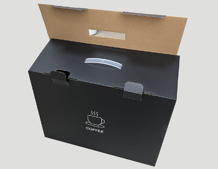 Customized Rectangular Put Coffee Paper Cup Corrugated Cardboard Package Boxes with Handle
