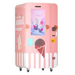 Quick Making Automatic Soft Ice Cream Vending Machine With Attractive LED