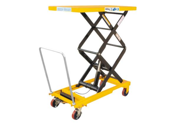 Cheap Double Manual Scissor Lift Table 1.3 Meter High Customized Color With Overload Protection for sale